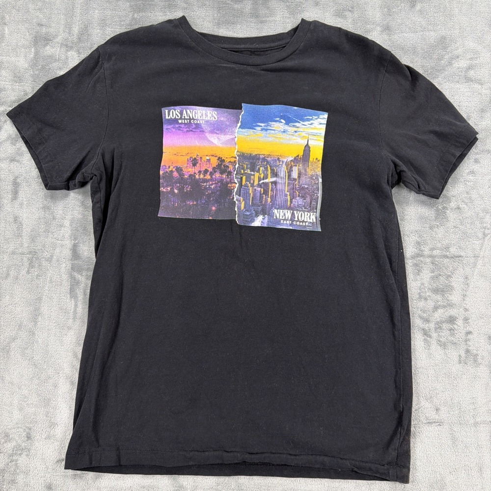 Aeropostale Los Angeles New York Graphic T-Shirt Men's Small Black City Tee
